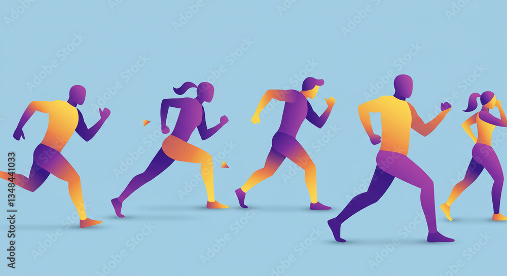 Dynamic Silhouette of Runners in Motion – Sports and Fitness Concept Dynamic Silhouette of Runners in Motion – Sports and Fitness Concept