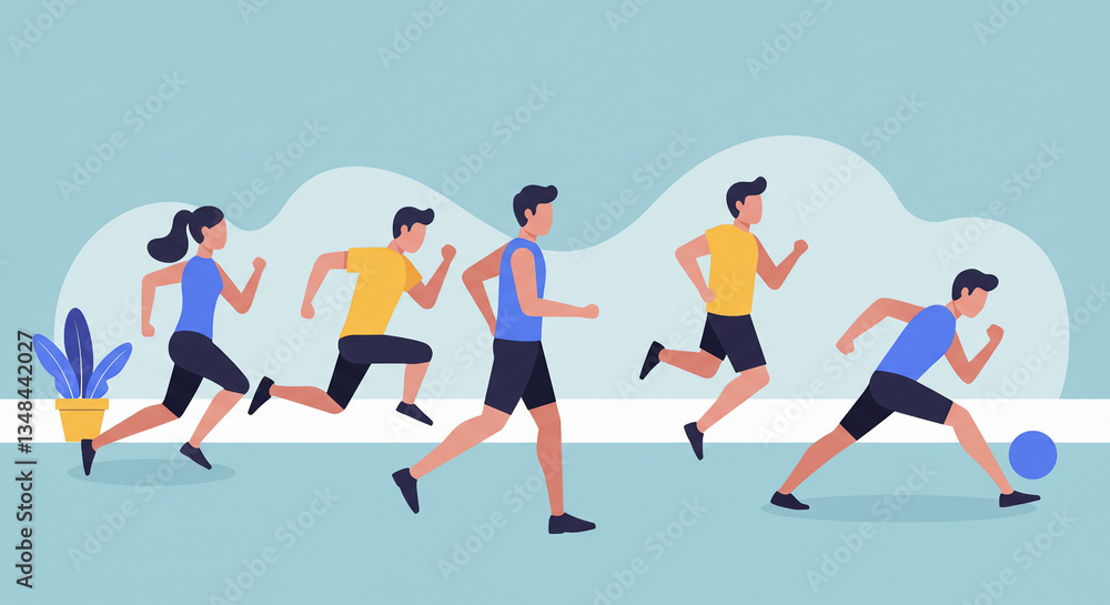 Dynamic Silhouette of Runners in Motion – Sports and Fitness Concept Dynamic Silhouette of Runners in Motion – Sports and Fitness Concept