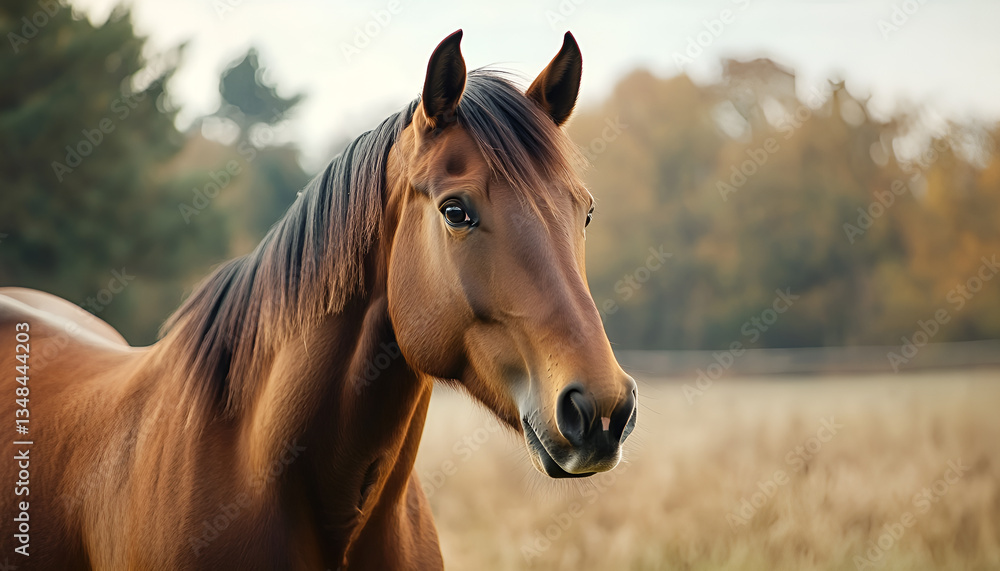 Fototapeta premium Portrait of a curious Quarter horse mare