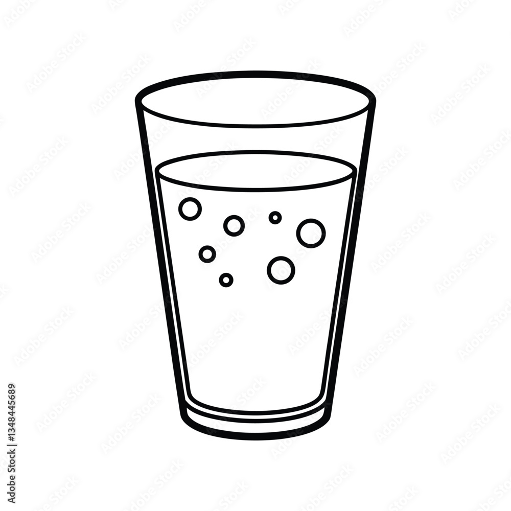 Line art design vector illustration of a glass of water viewed from the front.eps Line art design vector illustration of a glass of water viewed from the front.eps