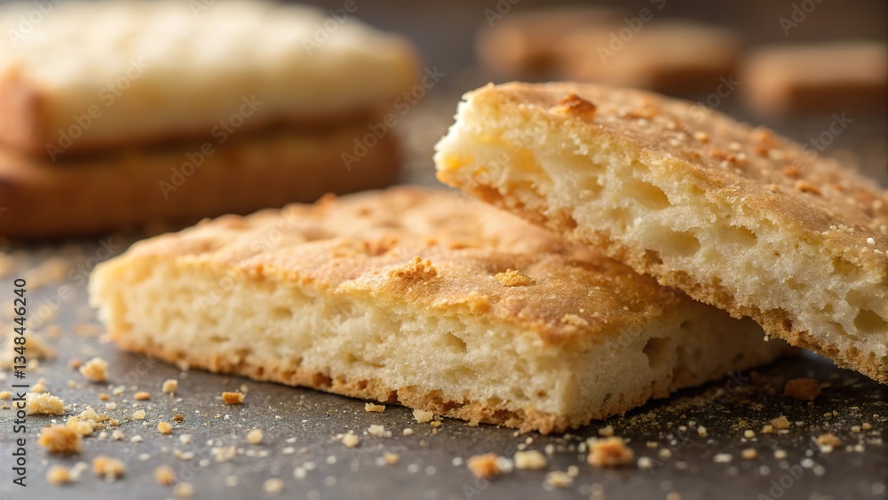 Close up view of freshly baked bread highlighting texture and crumb structure in a warm kitchen setting Close up view of freshly baked bread highlighting texture and crumb structure in a warm kitchen setting