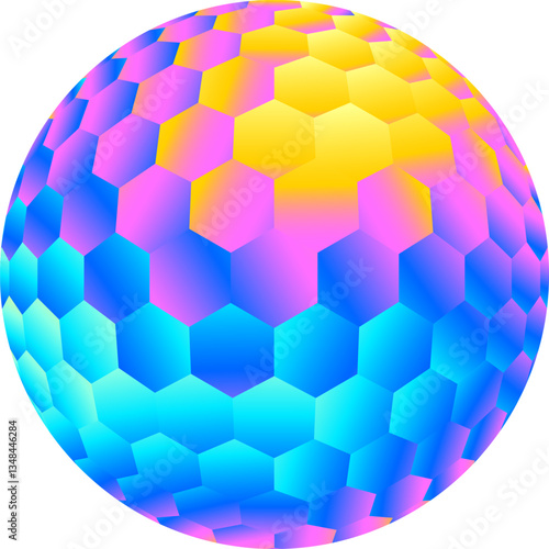 Colorful Hexagonal Sphere Vector Illustration