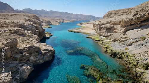 Turquoise River Winding Through Rocky Desert Landscape