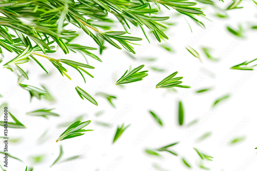 Fototapeta premium Rosemary Sprigs Falling Gently Down