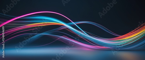 Abstract Colorful Swirling Lines Dark Background