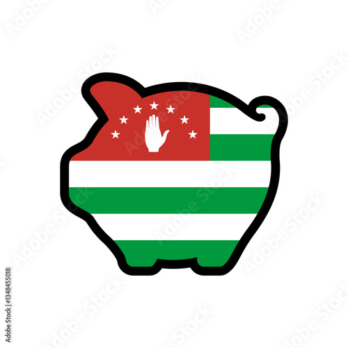 Flag of republic of Abkhazia, piggy bank icon, vector symbol.