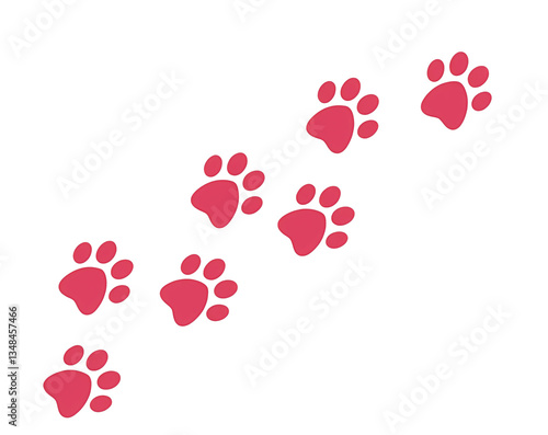Animal paw prints isolated on white or transparent png. Perfect for design, illustrations, and creative projects featuring animal tracks.