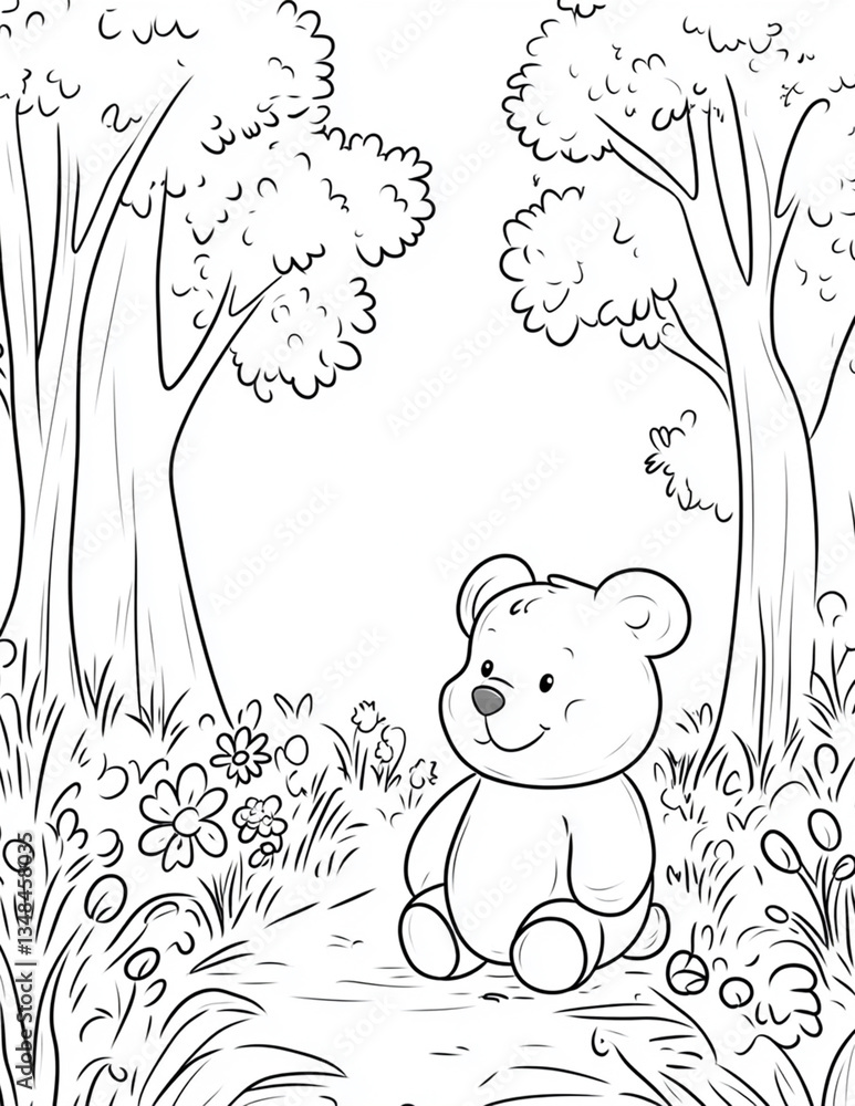 Bear And Flowers Coloring Book Pages Bear And Flowers Coloring Book Pages
