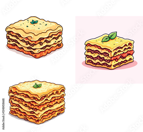 Vsai delicious layered lasagna bolognese showing various toppings and styles