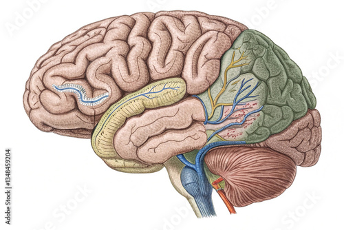 Human Brain, isolated on the white