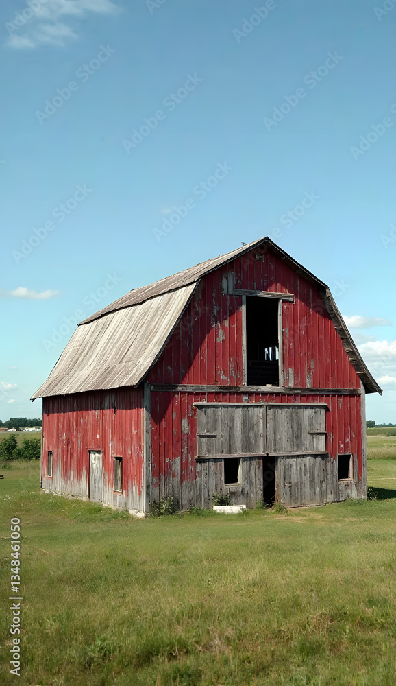 Old Red Barn in a Green Field Old Red Barn in a Green Field