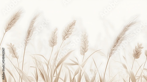 Serene Beige Wheat Field: A Tranquil Pastoral Scene