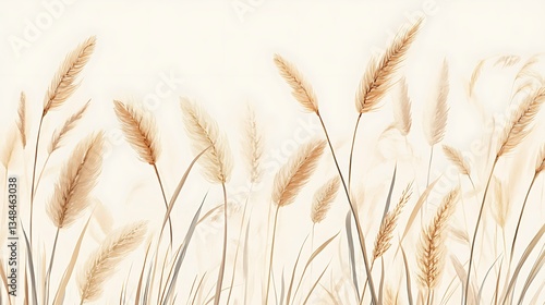 Serene Beige Grassland: A Watercolor Painting of Tranquil Nature