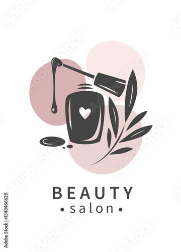 Beauty salon. Nail studio logo. Nail polish. Minimalistic vector illustration