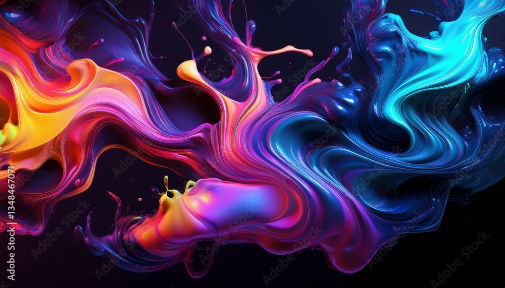 abstract dark fluid with vibrant neon colors abstract dark fluid with vibrant neon colors