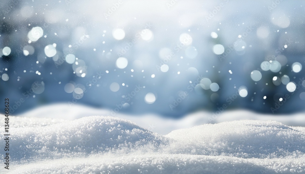 Fototapeta premium sparkling blurred bokeh white blank snow background