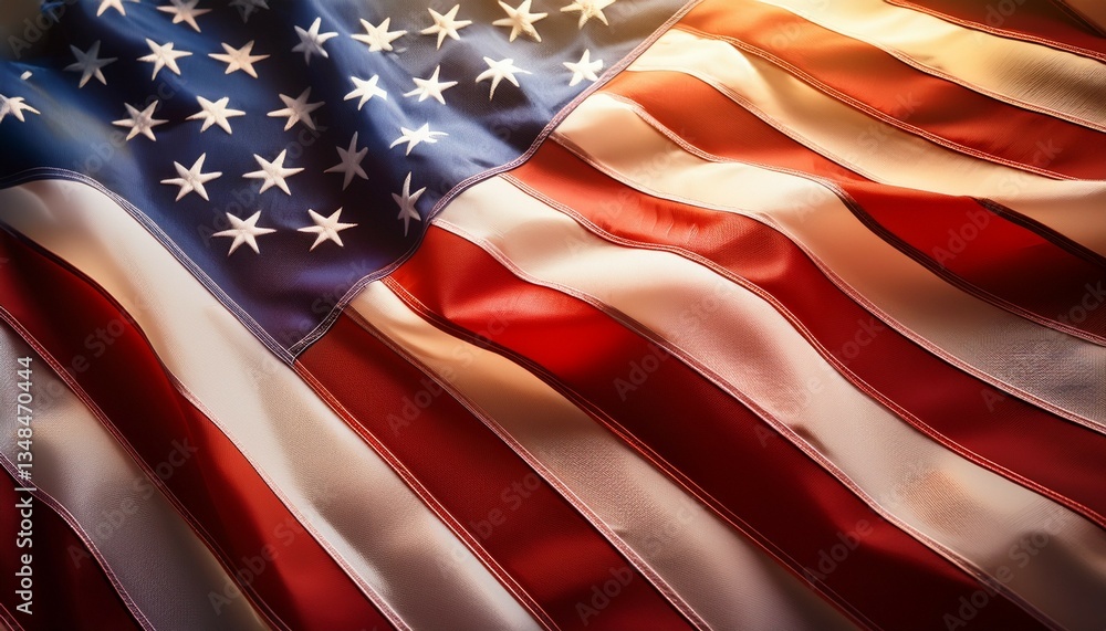 soft american flag background with copy space