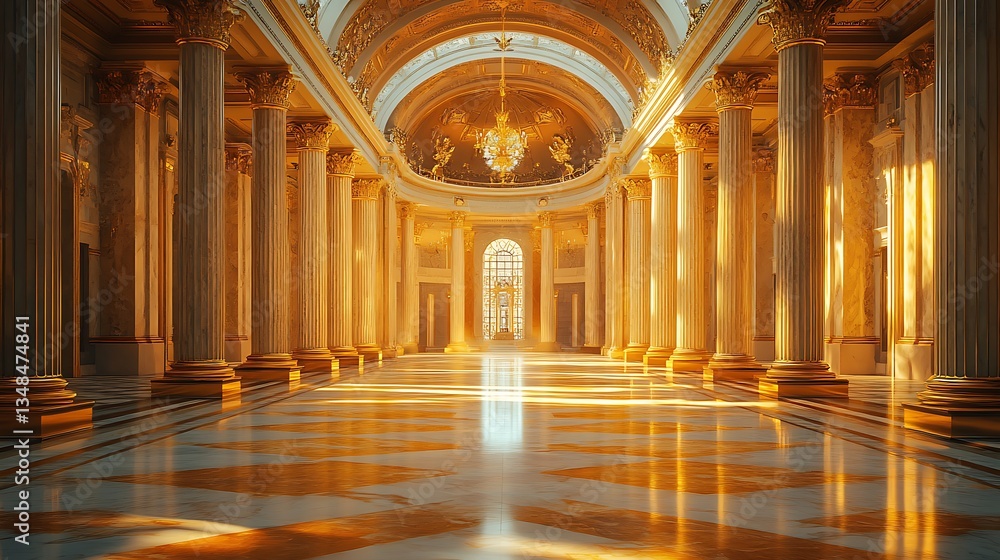 Obraz premium Grand marble palace with detailed golden columns high resolution picture