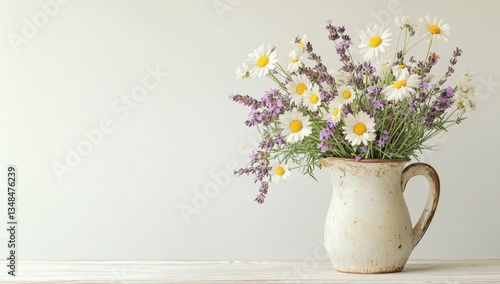 Wallpaper Mural Daisies and lavender in rustic pitcher. Torontodigital.ca