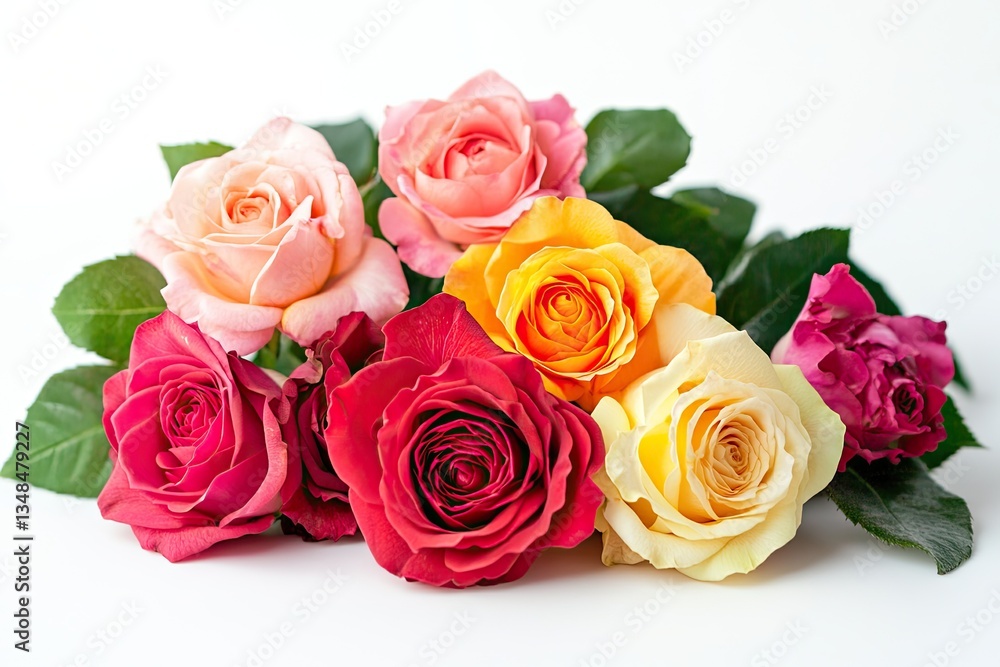 Colorful rose bouquet on white background. (4) Colorful rose bouquet on white background. (4)