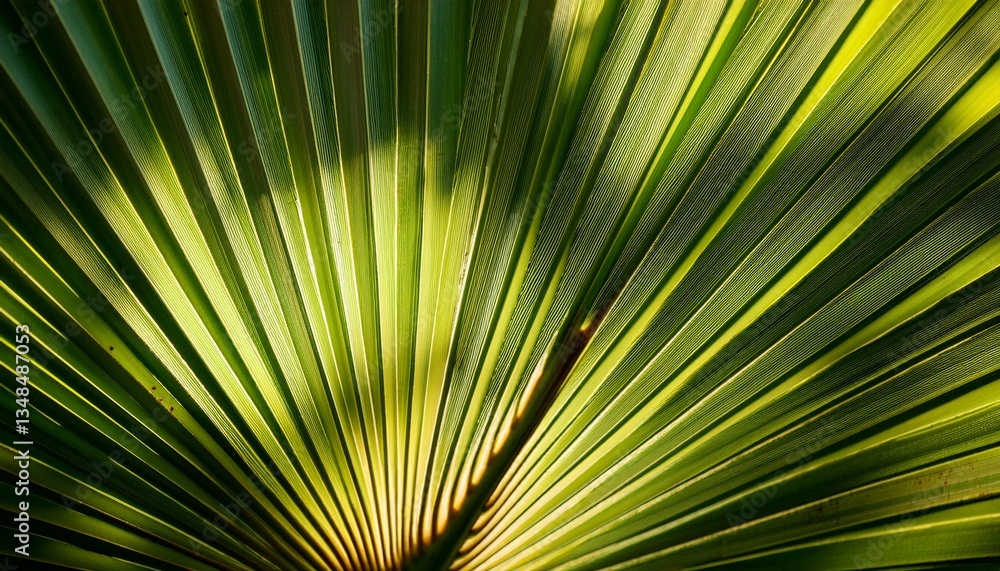 Obraz premium Bright Green Palm Leaf Patterns Create a Stunning Tropical Backdrop in Sunlight