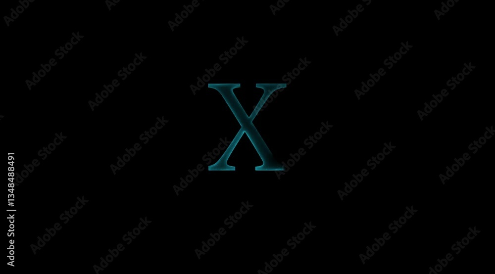 Glowing X icon animation on black color background. Glowing X icon animation on black color background.