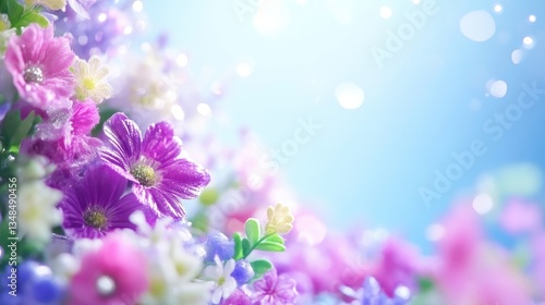 Vibrant floral arrangement in pastel shades. Delicate flowers in a soft focus with bokeh
