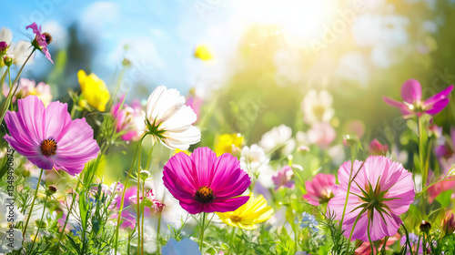 Wallpaper Mural 風に揺れる花々と広がる青空の絶景 Torontodigital.ca