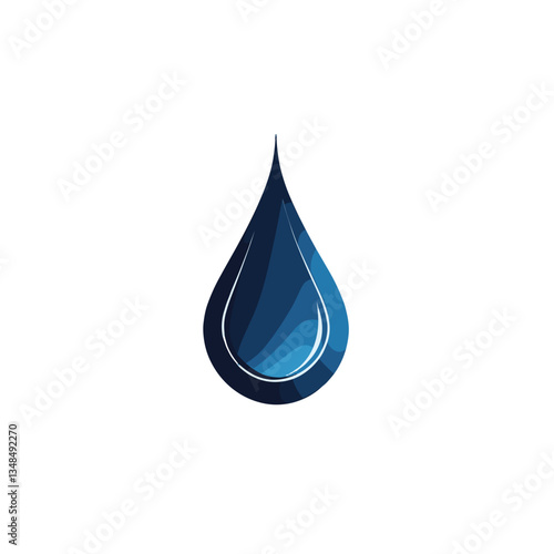 Stylized water droplet with sparkling details on a white background