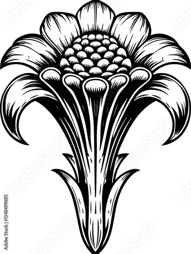 Forest beasts and guardian demons in SVG vector format. Elegant Hand-Drawn Floral Design with Intricate Details