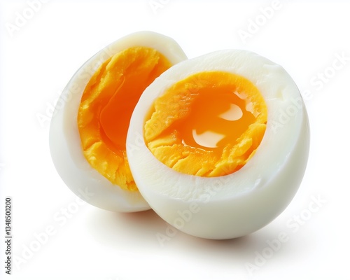 Halved boiled egg with a soft yolk