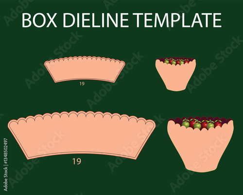 Round food Box 19cm Dieline Template with 3d design