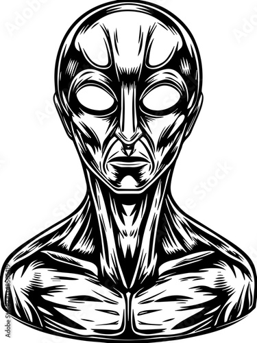 Gods and future demons in SVG vector format. Abstract Black and White Human Figure Drawing with Muscular Form