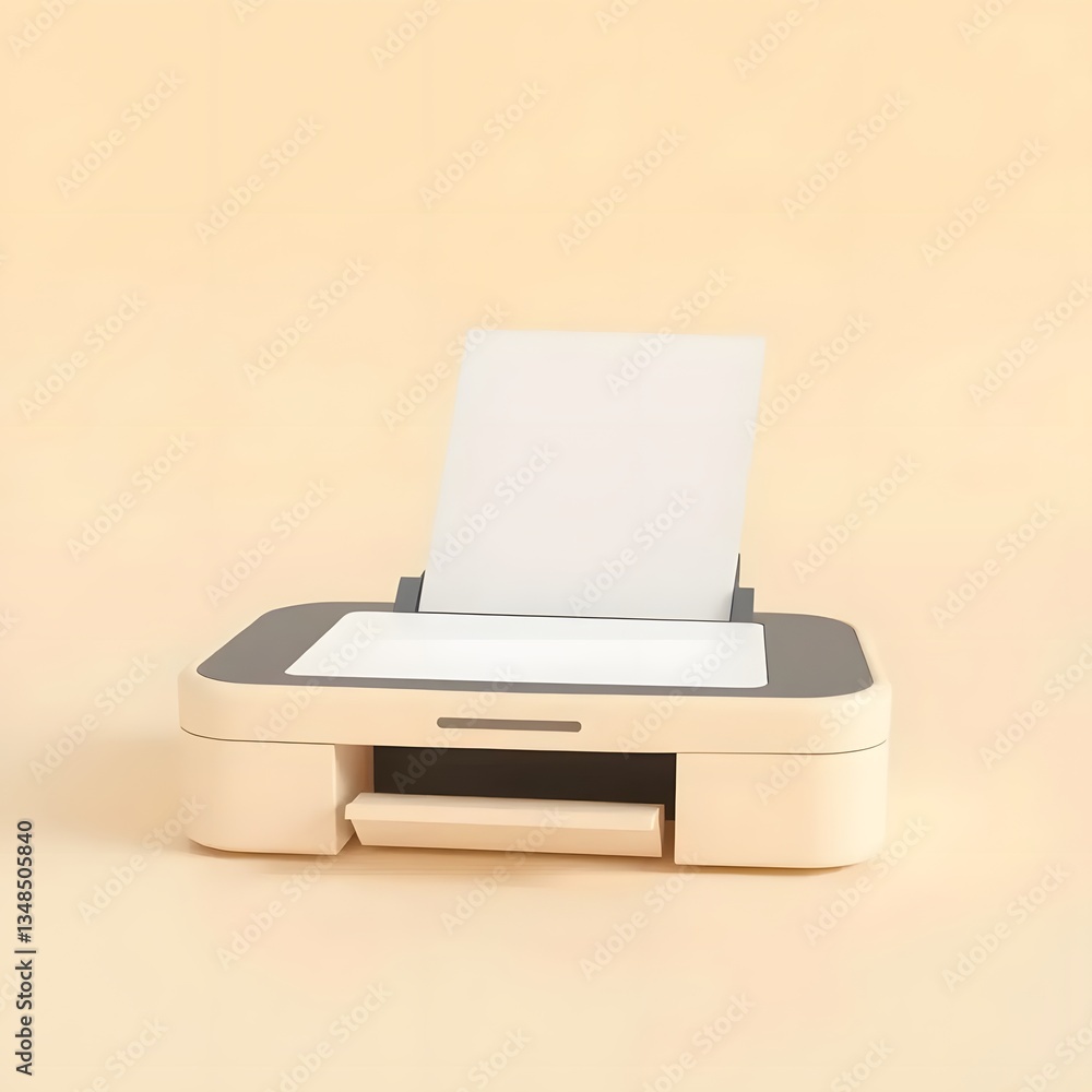 3D Illustration of Cream Paper Tray 3D Illustration of Cream Paper Tray