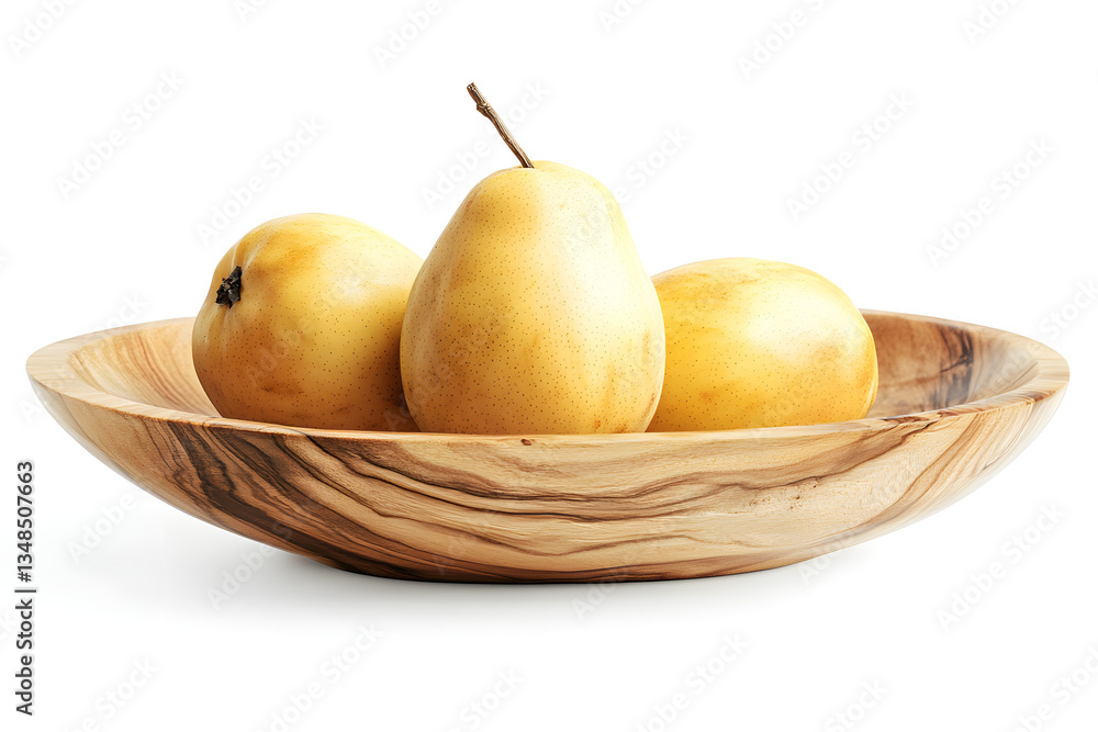 Golden Pears in Wooden Bowl, Rustic Still Life Golden Pears in Wooden Bowl, Rustic Still Life