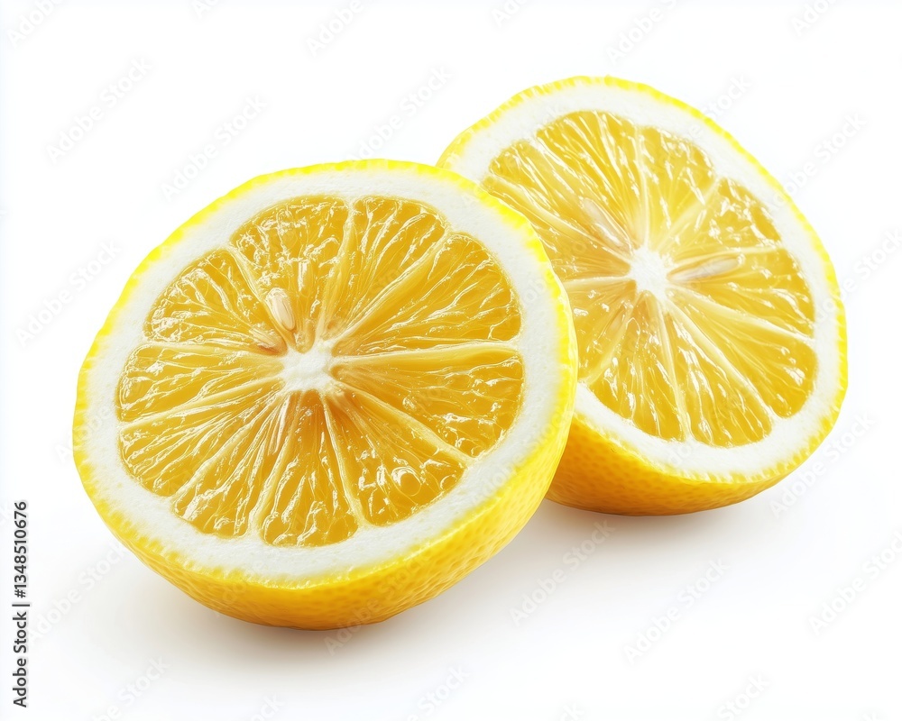 Two lemon halves with juicy pulp Two lemon halves with juicy pulp
