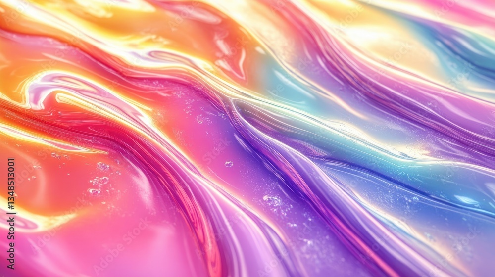 Fototapeta premium Abstract Iridescent Background with Vibrant Fluid Colors and Shiny Metallic Textures for Modern Creative Design