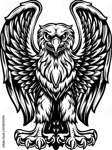 Mythical creatures and demons in SVG vector format. Majestic Griffin Illustrative Design with Detailed Feather Texture