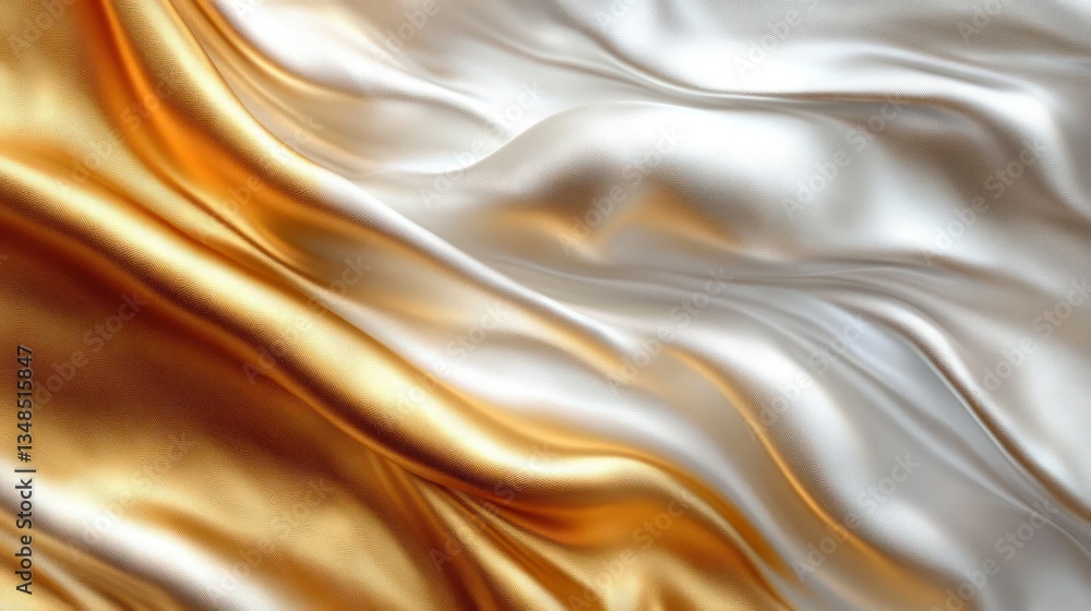 Gold and Silver Satin Fabric Waves Elegant Background Texture Abstract Design Gold and Silver Satin Fabric Waves Elegant Background Texture Abstract Design