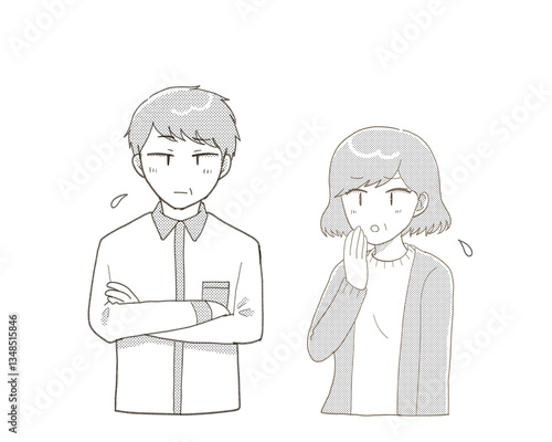 困っているミドルの男性と女性