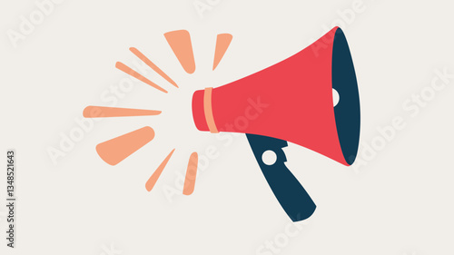 Red Megaphone Illustration for Speak Up Campaigns, Announcements, and Public Messages - Concept Design