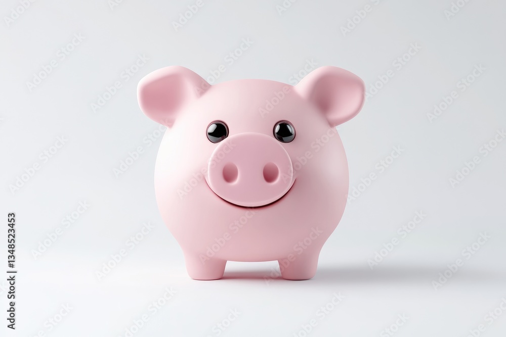 Pink piggy bank, cheerful and simple design Pink piggy bank, cheerful and simple design