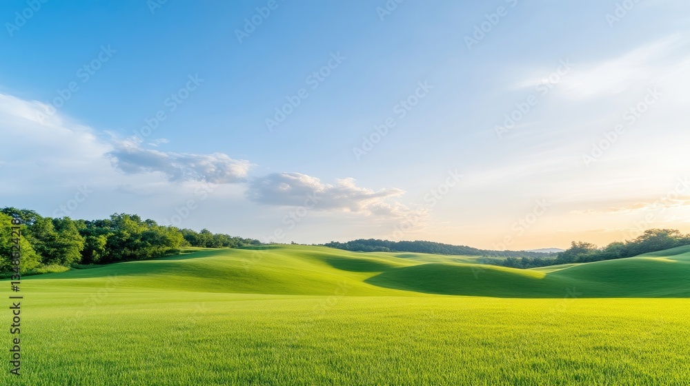 Obraz premium Lush green fields under a vibrant blue sky