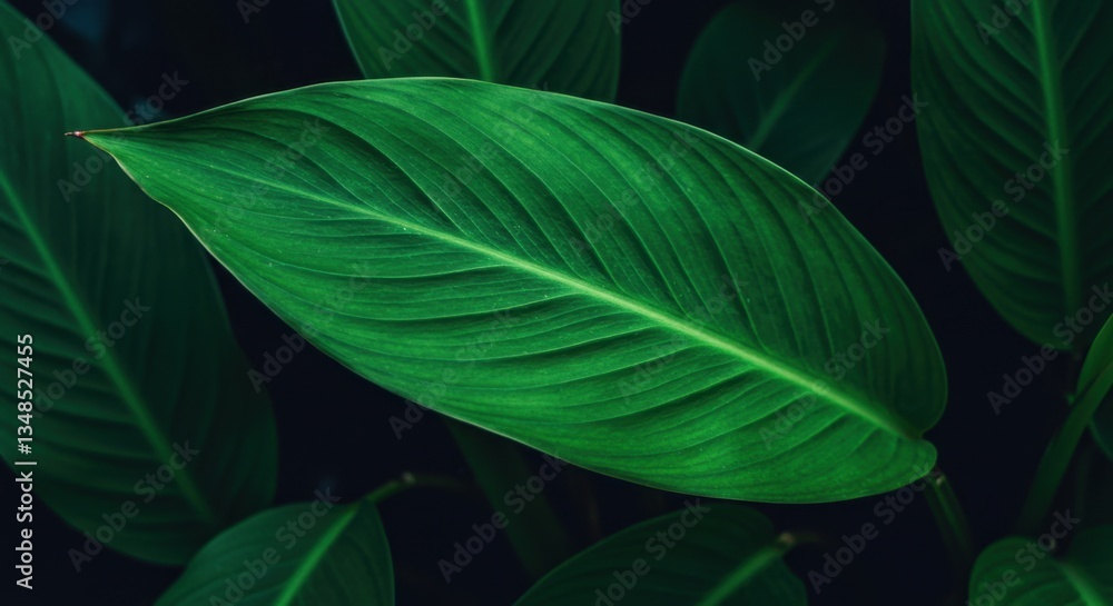 Obraz premium Vibrant green tropical leaves in close-up
