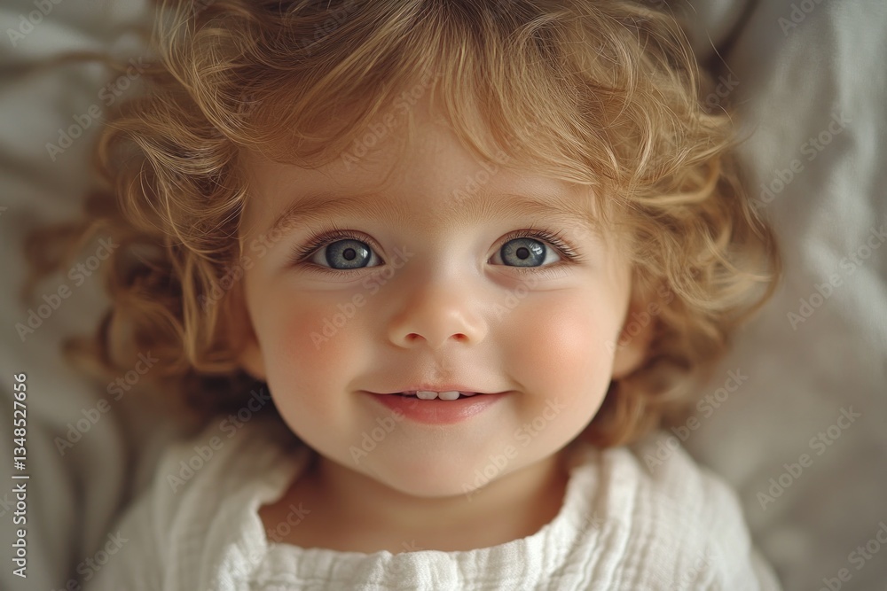Beautiful smiling baby in white shirt portrait mockup at gray background Beautiful smiling baby in white shirt portrait mockup at gray background