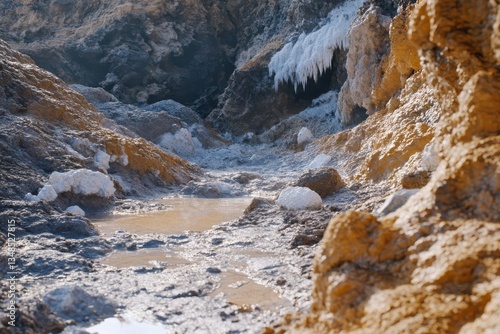 Wallpaper Mural Exploring the mesmerizing textures of a mineral-rich geothermal landscape at dawn Torontodigital.ca