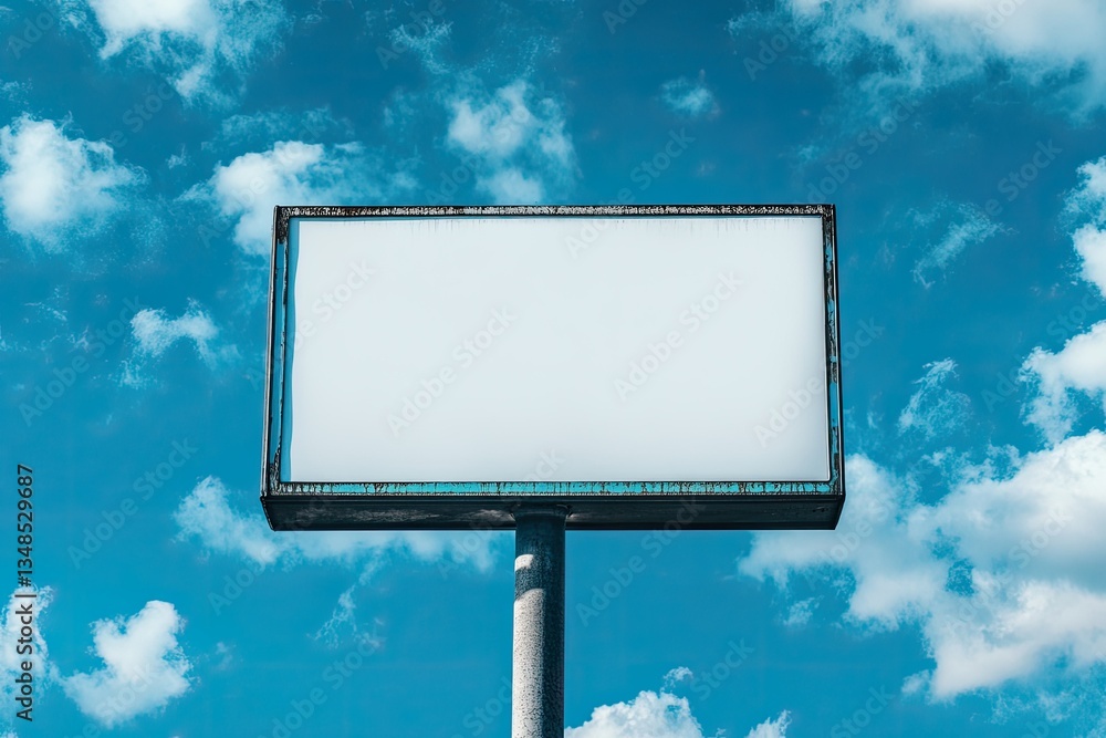 Pixel Perfect Picture of Blank Shop Sign Against Blue Sky Pixel Perfect Picture of Blank Shop Sign Against Blue Sky