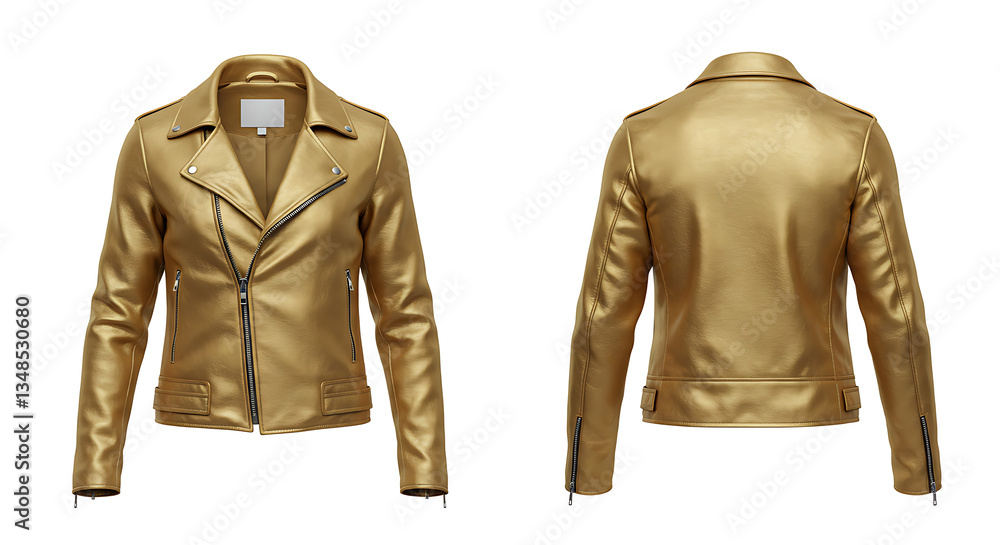 Naklejka premium Leather Jacket Mockup Displaying Front and Back on White Background