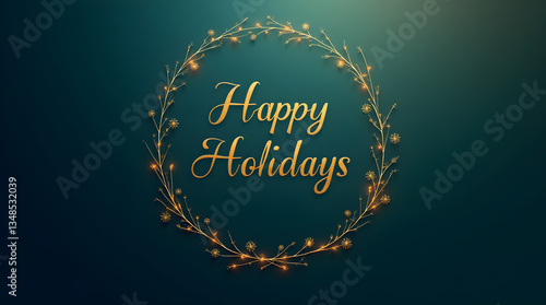 Happy Holidays – Elegant Festive Greeting Card with Golden Wreath