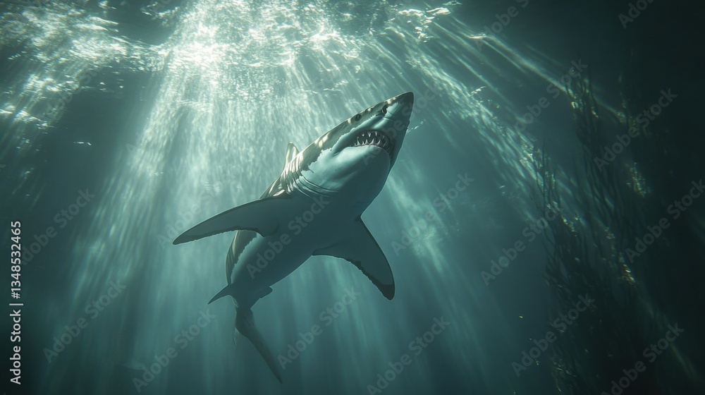 Fototapeta premium Tiburón nadando en el océano